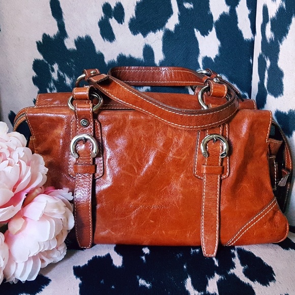 Francesco Biasia, Leather Satchel, Cognac - Picture 6 of 8